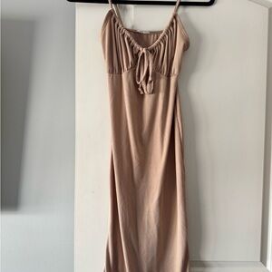 Tan Sleeveless Maxi Dress